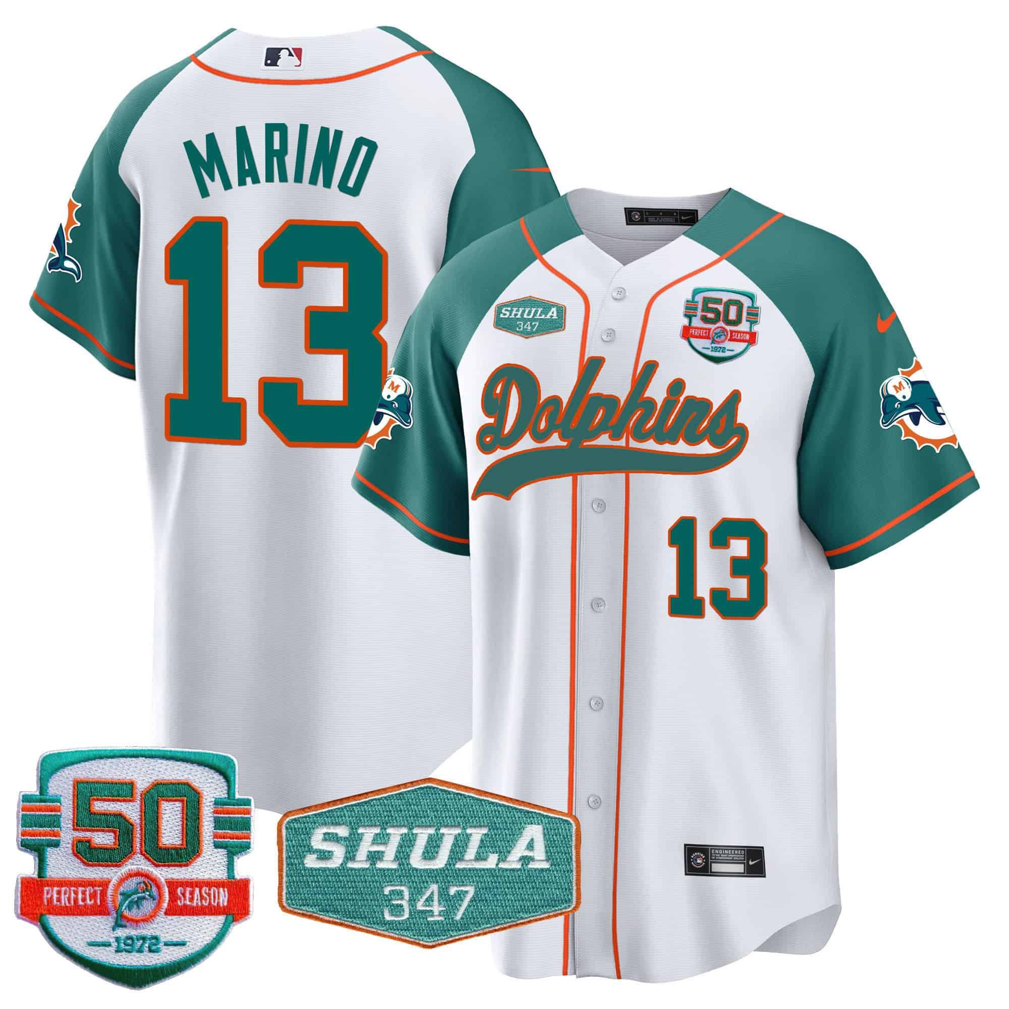 Men Miami Dolphins #13 Marino White 2024 Nike 50th Don Shula Memorial Patch Baseball NFL Jersey style 1->indianapolis colts->NFL Jersey